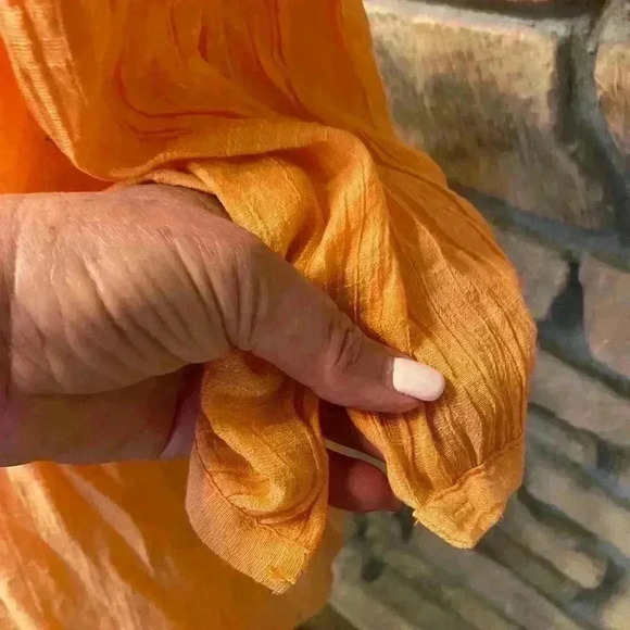 Women's Comfy Orange White Pullover Flowy Pretty Long Top medium - Picture 4 of 12